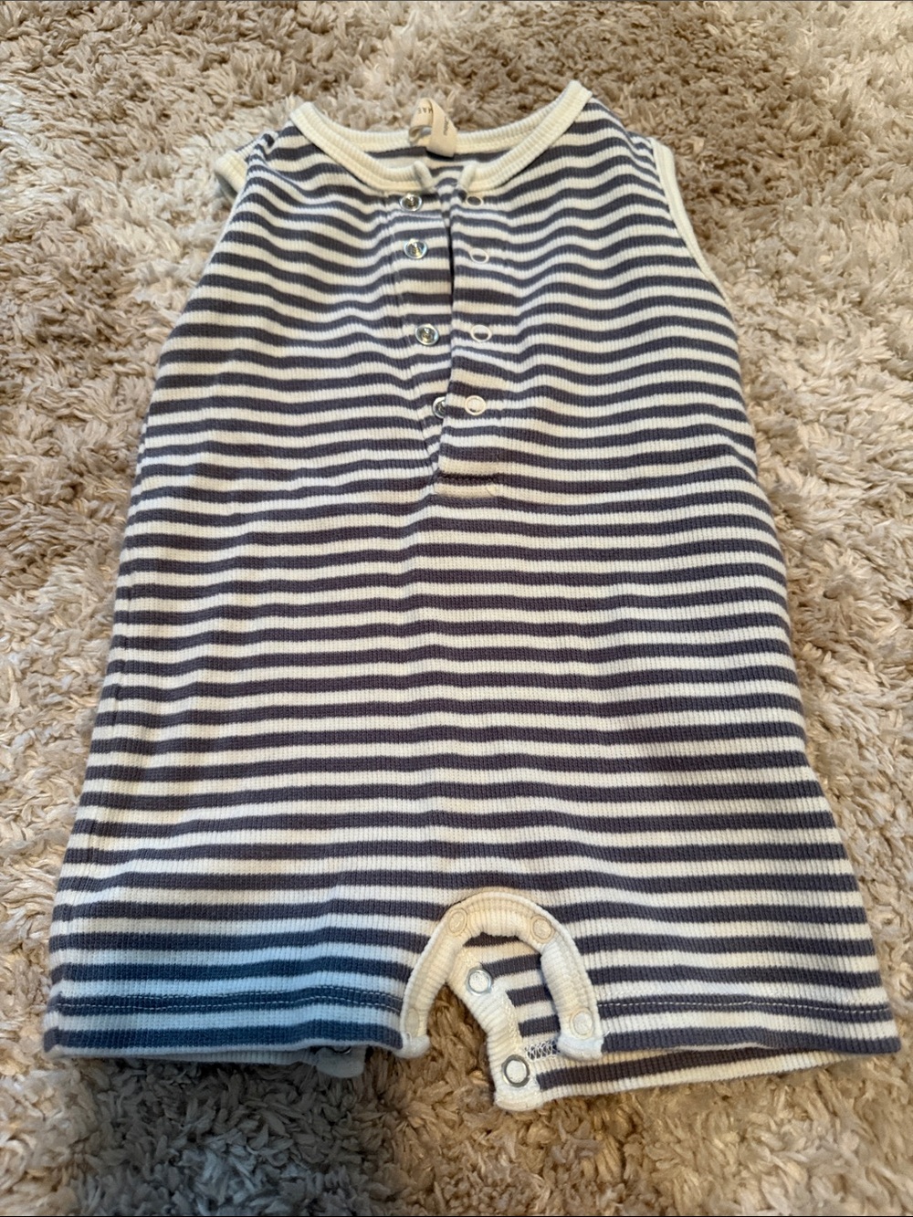Quincy Mae Navy and White Striped Sleeveless Romper